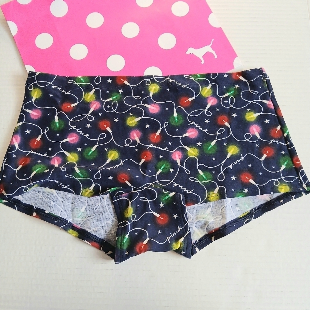 Victoria's Secret PINK Holiday Lights Boyshort Panties Size L